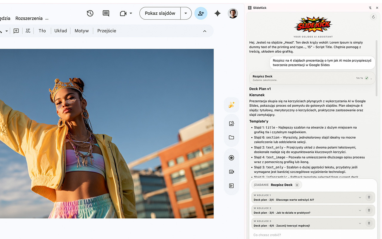 SlideKick drafting a multi-slide deck plan